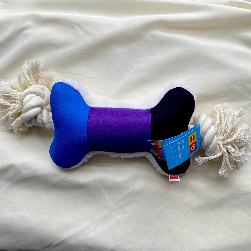 Lego brand dog plush rope toy